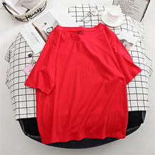 将图片加载到图库查看器，Hirsionsan Basic Cotton T Shirt Women Summer New Oversized Solid Tees 7 Color Casual Loose Tshirt Korean O Neck Female Tops

