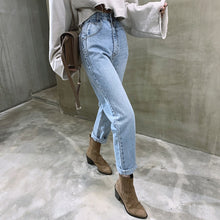将图片加载到图库查看器，BGTEEVER Vintage High Waist Straight Jeans Pant for Women Streetwear Loose Female Denim Jeans Buttons Zipper Ladies Jeans 2020
