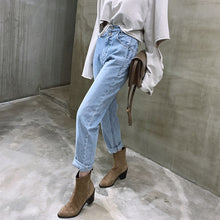 将图片加载到图库查看器，BGTEEVER Vintage High Waist Straight Jeans Pant for Women Streetwear Loose Female Denim Jeans Buttons Zipper Ladies Jeans 2020

