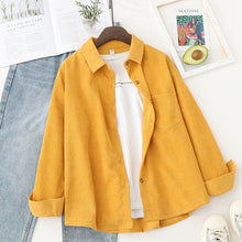 将图片加载到图库查看器，Corduroy Shirts Womens Tops And Blouses Long Sleeve Spring Ladies Solid Loose Boyfriend Style Shirt
