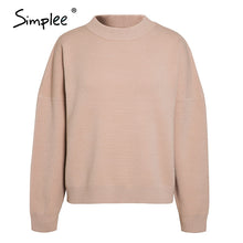 将图片加载到图库查看器，Simplee Women geometric khaki knitted sweater women casual Houndstooth lady pullover sweater female Autumn winter retro jumper
