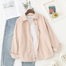 将图片加载到图库查看器，Corduroy Shirts Womens Tops And Blouses Long Sleeve Spring Ladies Solid Loose Boyfriend Style Shirt
