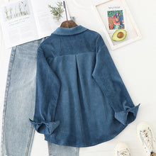 将图片加载到图库查看器，Corduroy Shirts Womens Tops And Blouses Long Sleeve Spring Ladies Solid Loose Boyfriend Style Shirt
