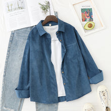 将图片加载到图库查看器，Corduroy Shirts Womens Tops And Blouses Long Sleeve Spring Ladies Solid Loose Boyfriend Style Shirt
