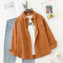 将图片加载到图库查看器，Corduroy Shirts Womens Tops And Blouses Long Sleeve Spring Ladies Solid Loose Boyfriend Style Shirt
