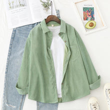 将图片加载到图库查看器，Corduroy Shirts Womens Tops And Blouses Long Sleeve Spring Ladies Solid Loose Boyfriend Style Shirt
